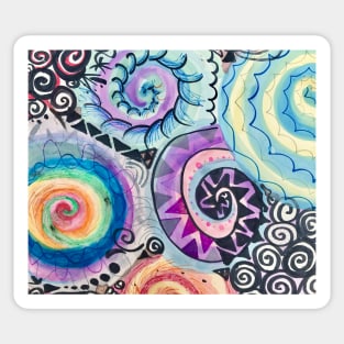 Abstract Rainbow Spirals Sticker